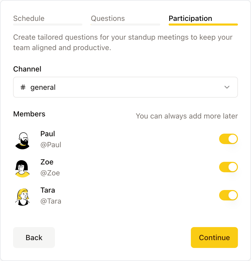 Setup step: Add Participants